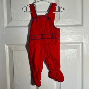 Cute Togs - vintage red footie overalls